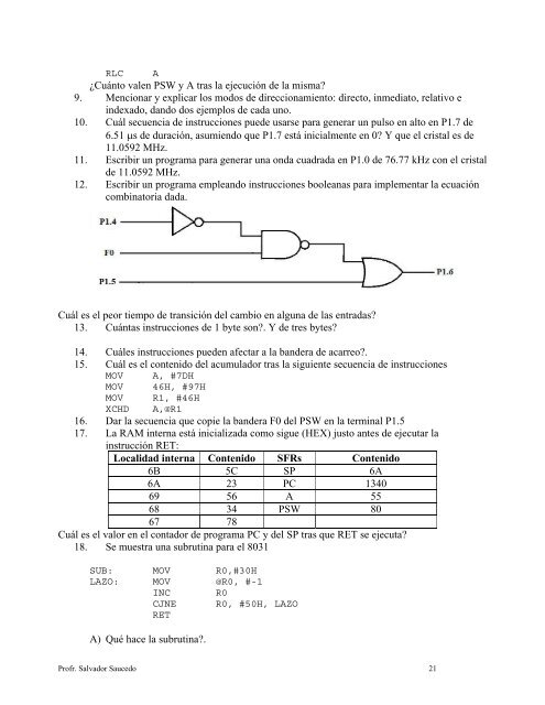 Juego de instrucciones del 80C31