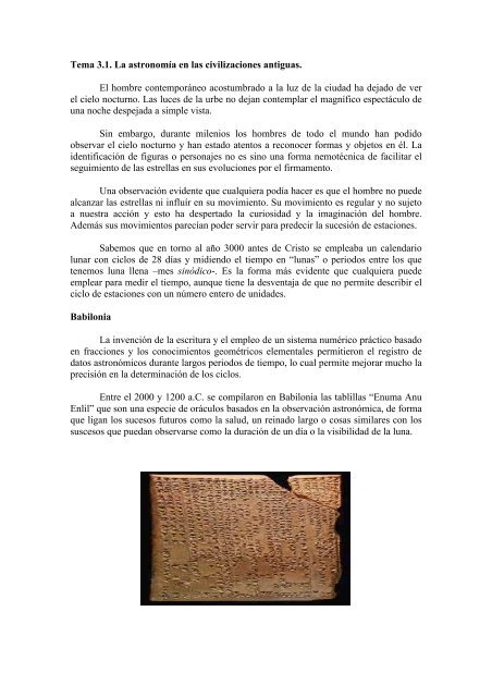 La astronomía en las civilizaciones antiguas. - OCW - UC3M