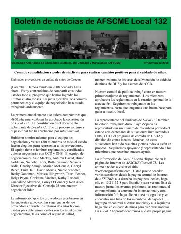 Boletín de noticias de AFSCME Local 132 - Oregon Child Care ...