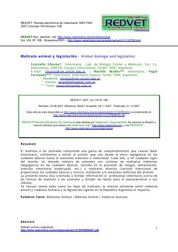 Maltrato animal y legislación - Animal damage and ... - Veterinaria.org