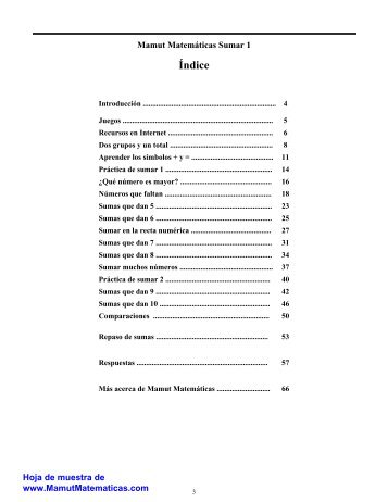 Mamut Matematicas Sumar 1 - Mamut matemáticas