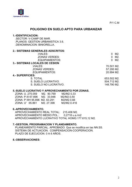 Fichas de Planeamiento de Desarrollo - Ajuntament d'Andratx