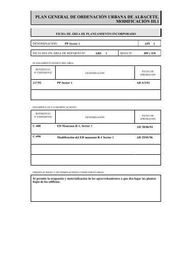 PLAN GENERAL DE ORDENACIÓN URBANA DE ALBACETE. MODIFICACIÓN III.1