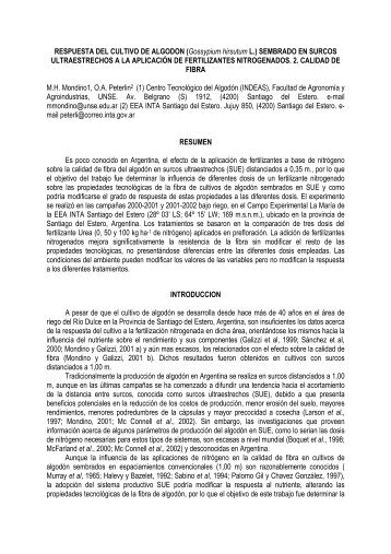 RESPUESTA DEL CULTIVO DE ALGODON ... - Embrapa Algodão
