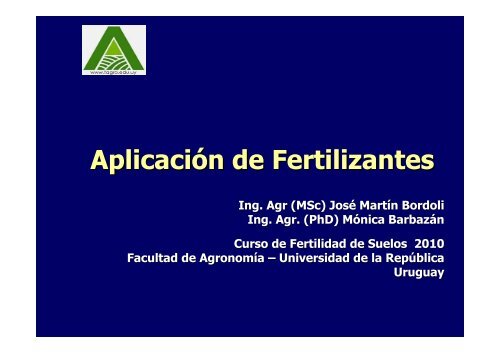 Aplicación de Fertilizantes - Facultad de Agronomía