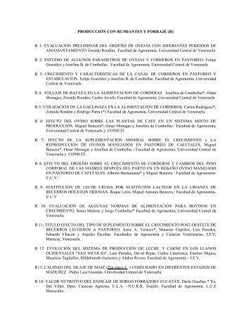 PRODUCCIÓN CON RUMIANTES Y FORRAJE (R) R ... - AVPA - ULA