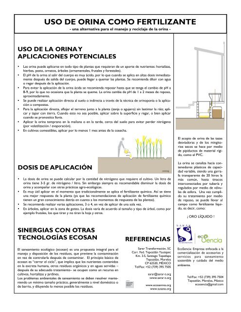 MANEJO Y USO DE ORINA - Sarar Transformación SC