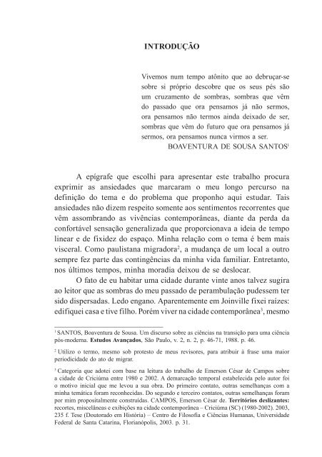 Pelas tramas de uma cidade migrante (Joinville, 1980-2010)