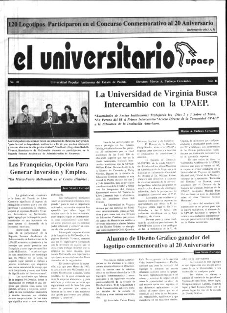 La Universidad de Virginia Busca Intercambio con la UPAEP.