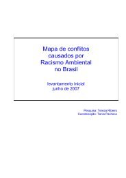 Mapa de conflitos causados por Racismo Ambiental no Brasil