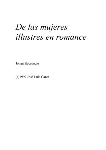 Giovanni Boccaccio - De las mujeres ilustres en romance