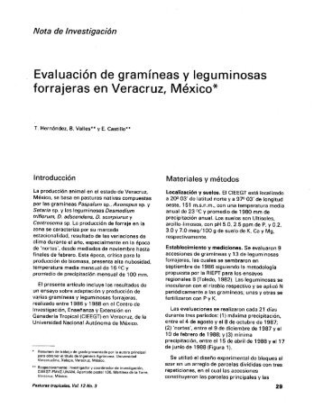 Evaluación de gramíneas y leguminosas forrajeras en Veracruz ...