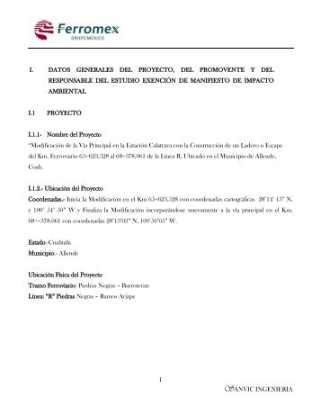 1 sANVIC INGENIERIA I. DATOS GENERALES ... - sinat - Semarnat