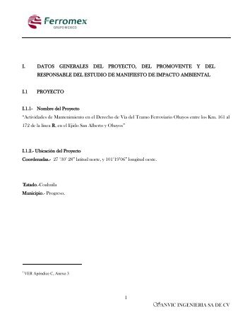 1 sANVIC INGENIERIA SA DE CV I. DATOS ... - sinat - Semarnat