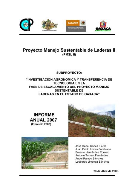 Proyecto Manejo Sustentable de Laderas II - Colegio de ...