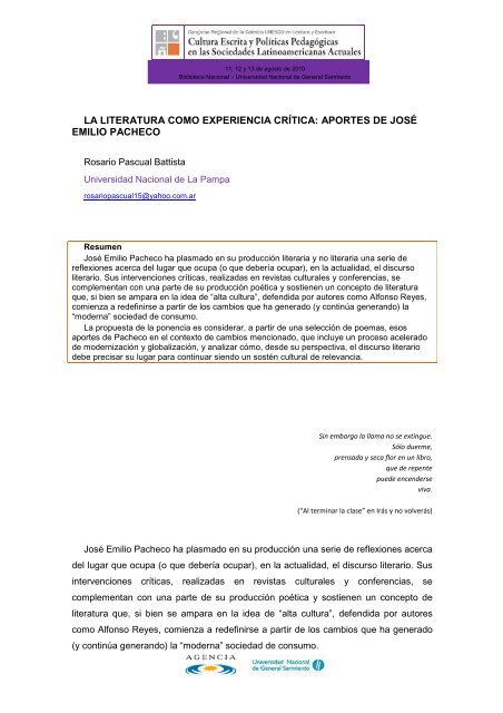 Libro de Actas del Congreso Regional de la Cátedra ... - UNGS