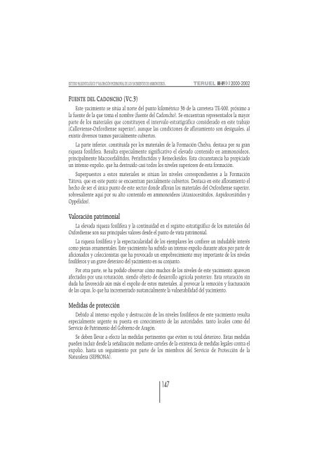 estudio paleontológico y valoración patrimonial de los yacimientos ...