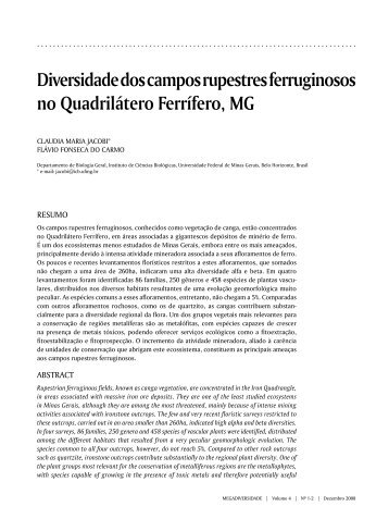 Diversidade dos campos rupestres ferruginosos no Quadrilátero ...