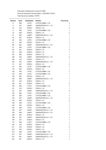 Fracciones vendidas sorteo 01-3388 - Servicios.atlantico.gov.co