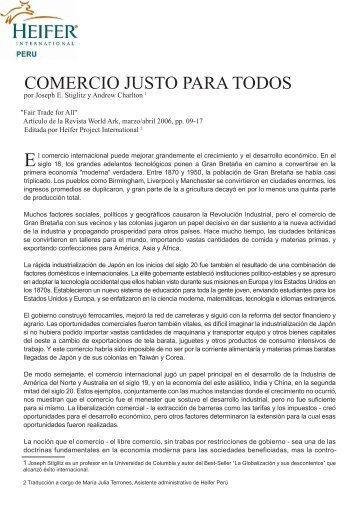 COMERCIO JUSTO PARA TODOS - Heifer International Perú
