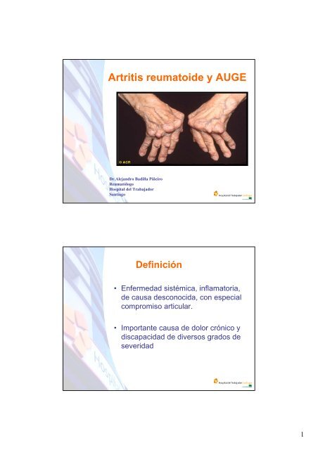 Exposición Dr. Alejandro Badilla, especialista en artritis ... - Sofofa