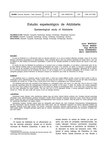 Estudio espeleológico de Aitzbitarte. - Aranzadi