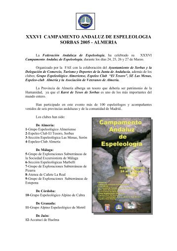 Memoria Sorbas 2005 en pdf - Federación Andaluza de Espeleología