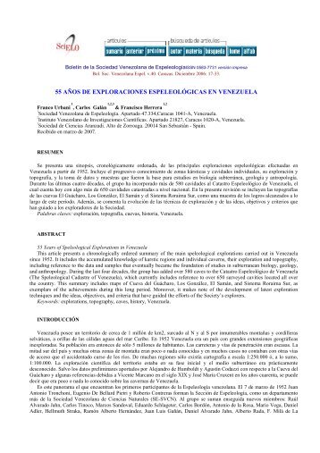 55 años de exploraciones espeleológicas en Venezuela - Aranzadi