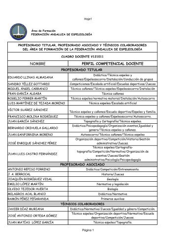 nombre perfil competencial docente - Federacion Andaluza de ...