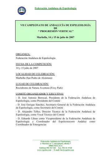 Circular técnica 15/06/07 (pdf) - Federacion Andaluza de Espeleología