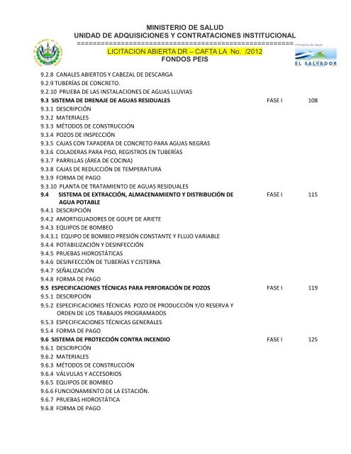 especificaciones tecnicas de licitación publica - Ministerio de Salud