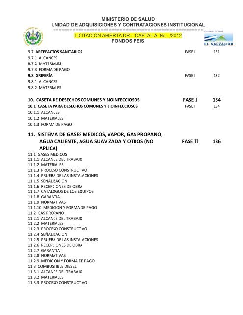 especificaciones tecnicas de licitación publica - Ministerio de Salud