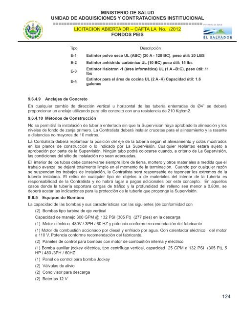 especificaciones tecnicas de licitación publica - Ministerio de Salud