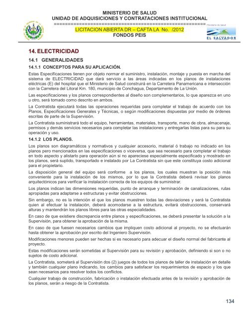 especificaciones tecnicas de licitación publica - Ministerio de Salud