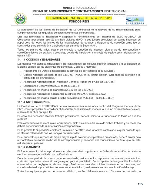 especificaciones tecnicas de licitación publica - Ministerio de Salud