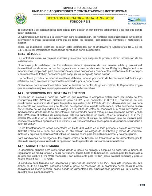 especificaciones tecnicas de licitación publica - Ministerio de Salud