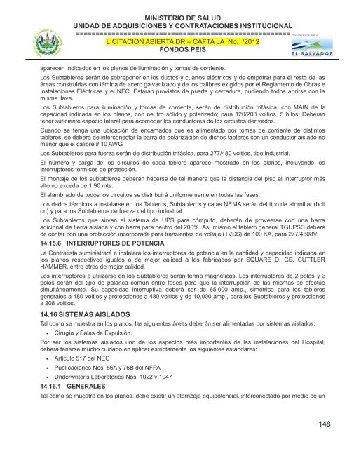 especificaciones tecnicas de licitación publica - Ministerio de Salud