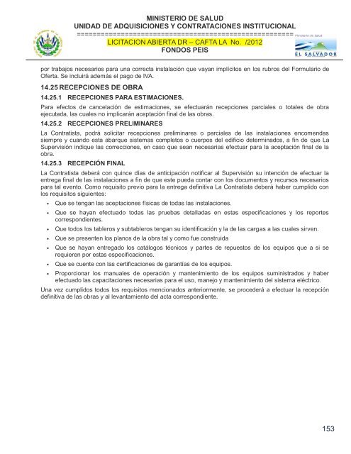 especificaciones tecnicas de licitación publica - Ministerio de Salud