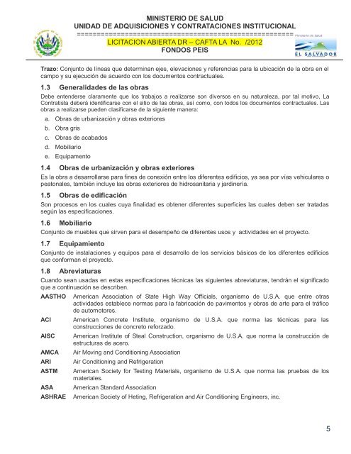 especificaciones tecnicas de licitación publica - Ministerio de Salud