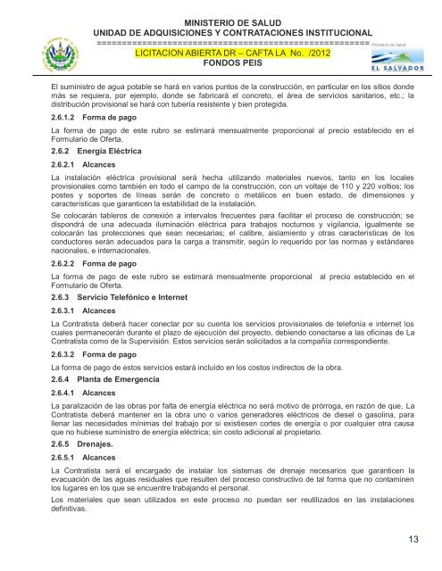 especificaciones tecnicas de licitación publica - Ministerio de Salud