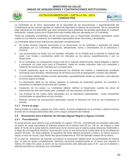 especificaciones tecnicas de licitación publica - Ministerio de Salud