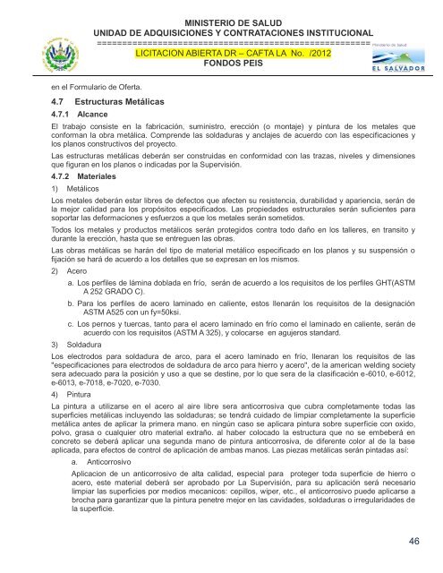 especificaciones tecnicas de licitación publica - Ministerio de Salud