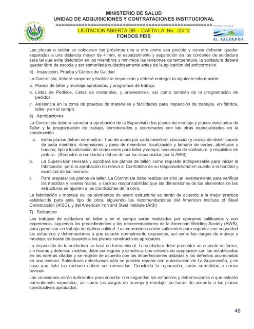 especificaciones tecnicas de licitación publica - Ministerio de Salud