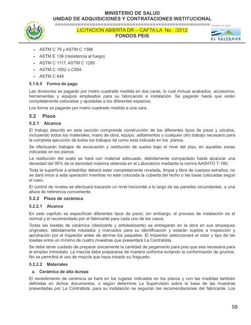 especificaciones tecnicas de licitación publica - Ministerio de Salud