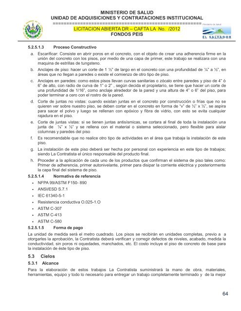 especificaciones tecnicas de licitación publica - Ministerio de Salud