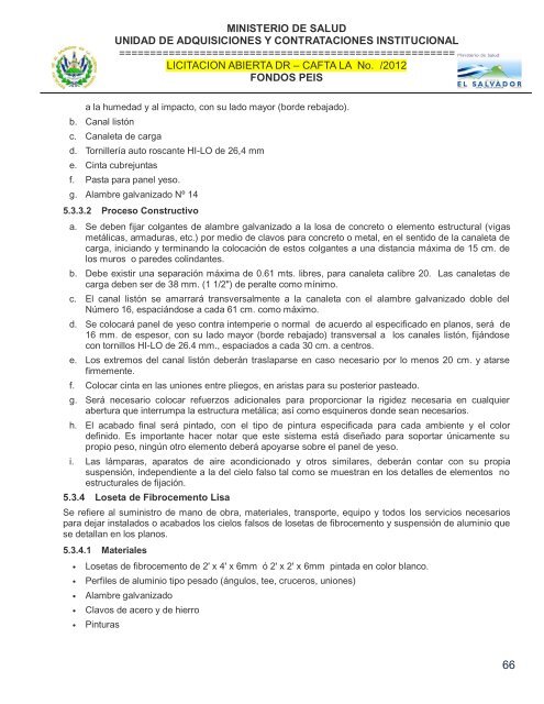 especificaciones tecnicas de licitación publica - Ministerio de Salud