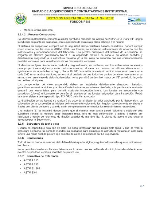 especificaciones tecnicas de licitación publica - Ministerio de Salud