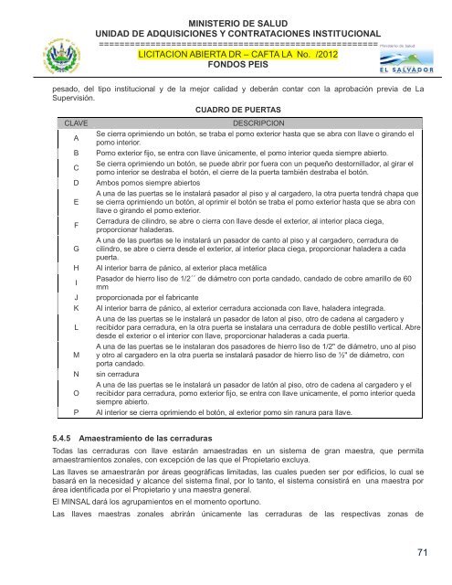 especificaciones tecnicas de licitación publica - Ministerio de Salud