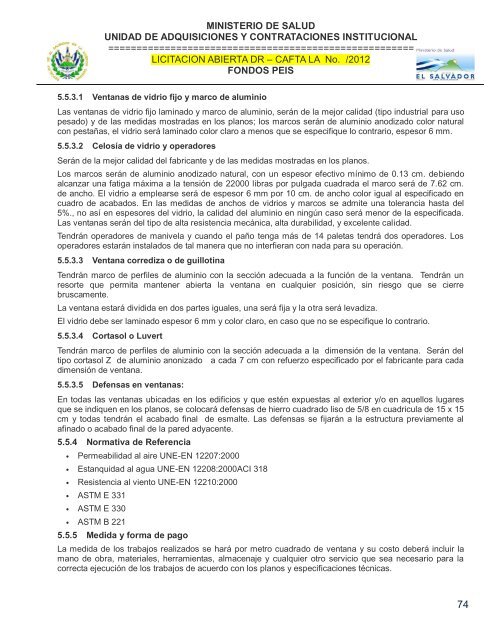 especificaciones tecnicas de licitación publica - Ministerio de Salud