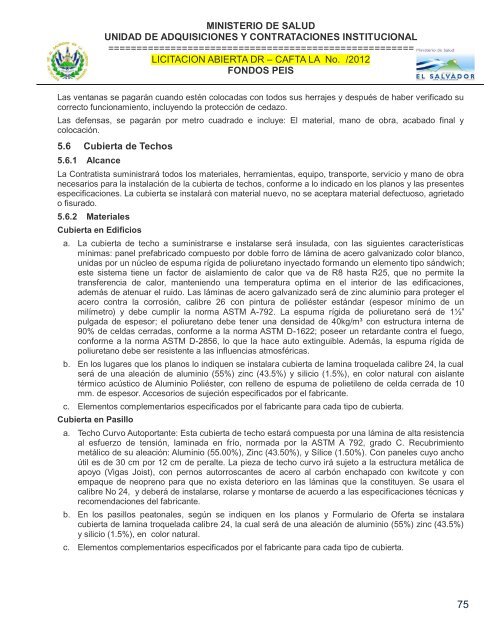 especificaciones tecnicas de licitación publica - Ministerio de Salud